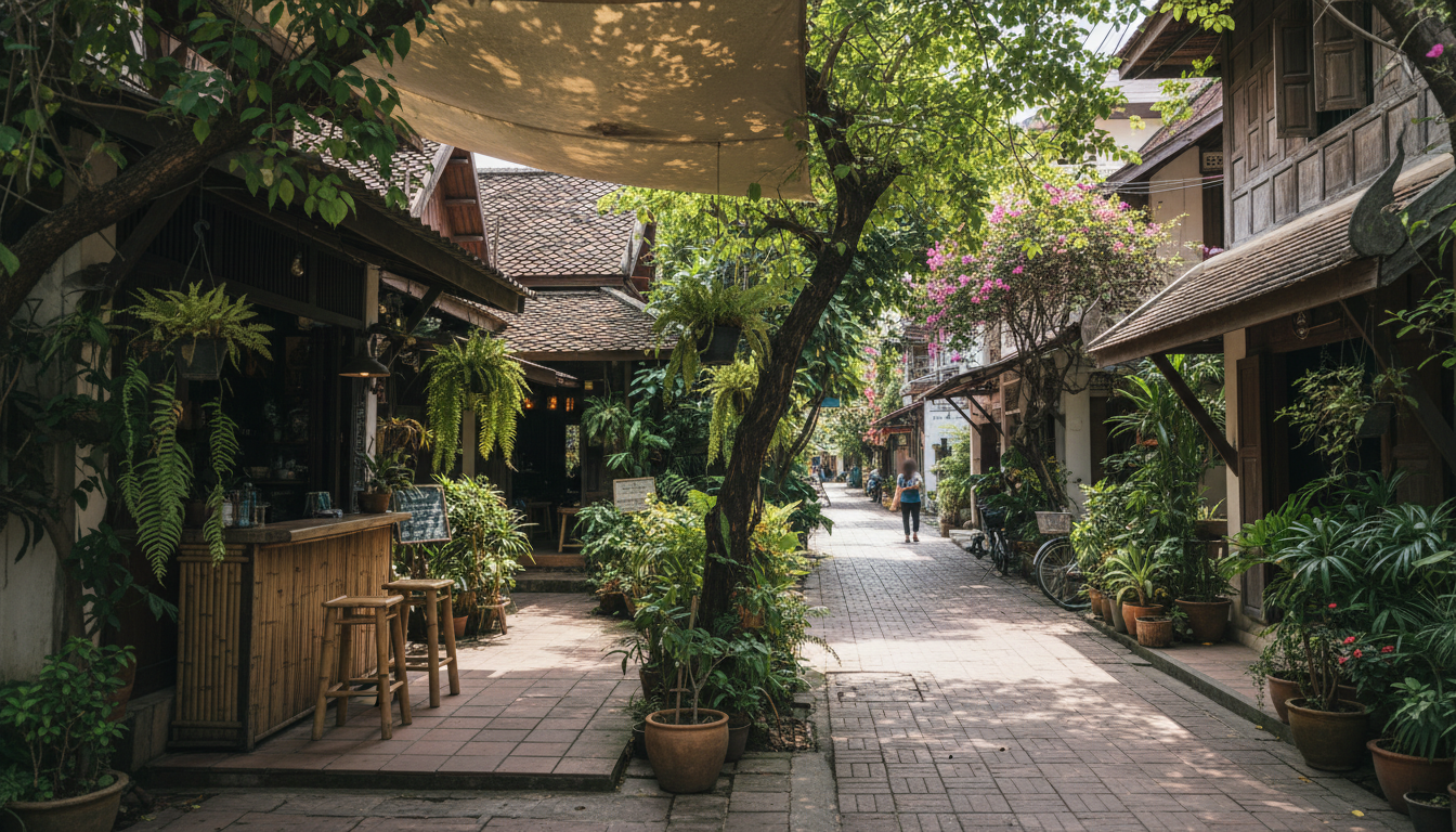 Ruelle ombragée de Chiang Mai.