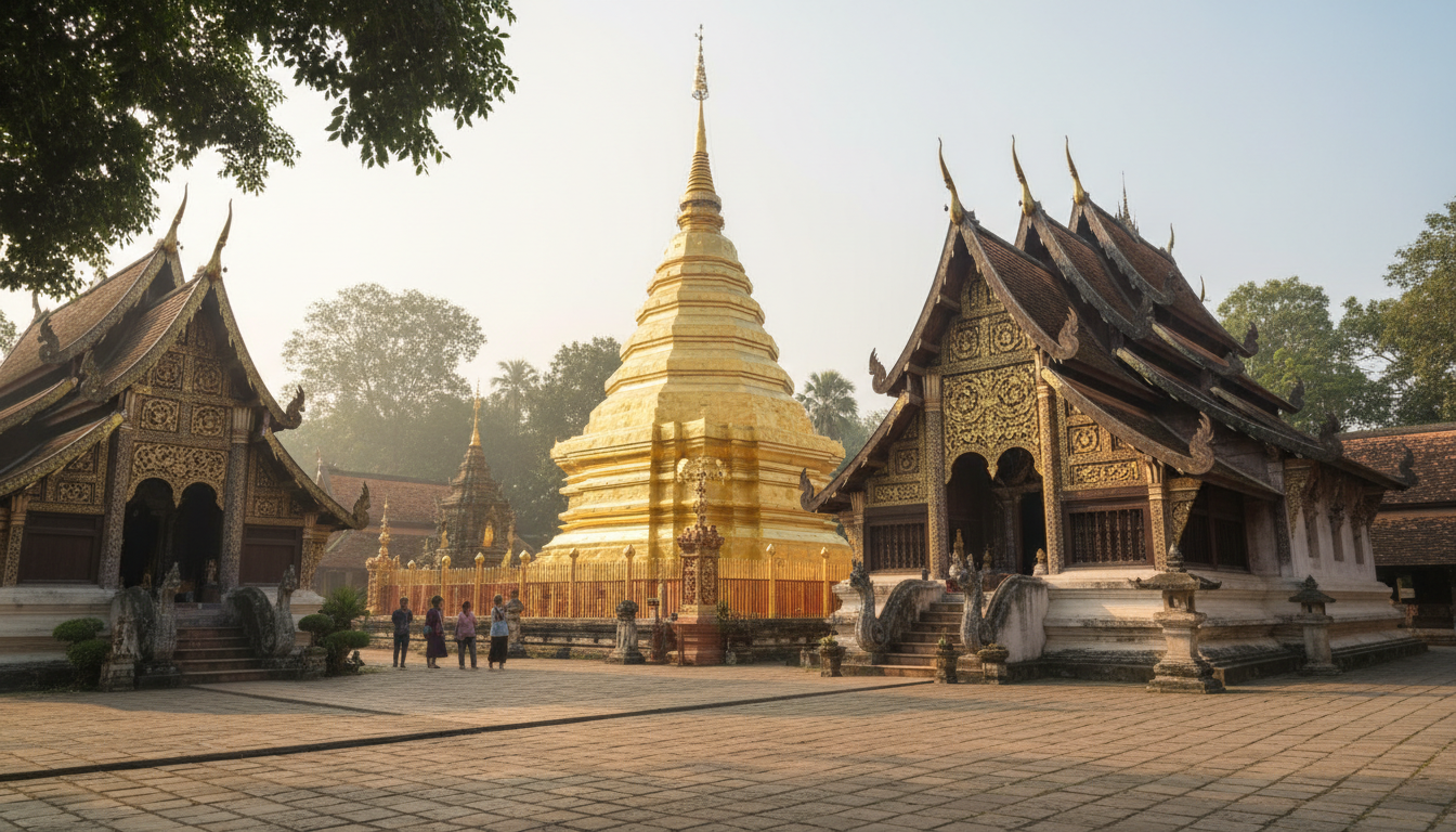 Architecture d’un temple Lanna à Chiang Mai.