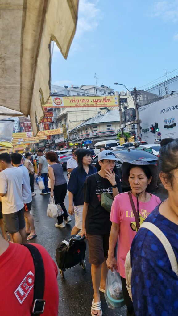 People strolling on Yaowarat Road during the vegetarian festival