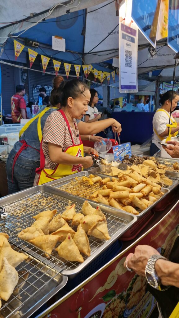 Spring rolls and fried vegetarian snacks