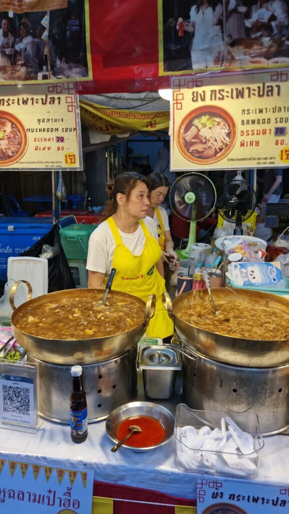 Large pots of slow-cooked vegetarian dishes