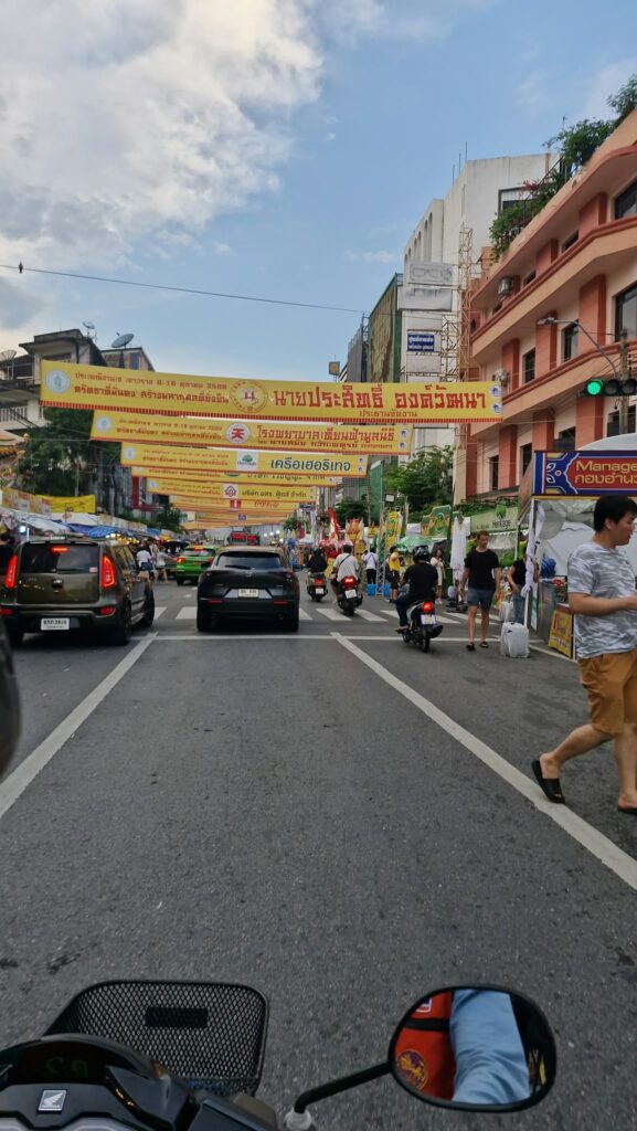 Yaowarat Road covered in yellow vegetarian festival banners