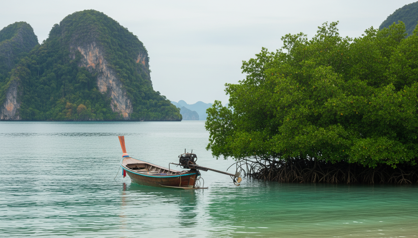 Fishing boat near Koh Yao Noi mangroves