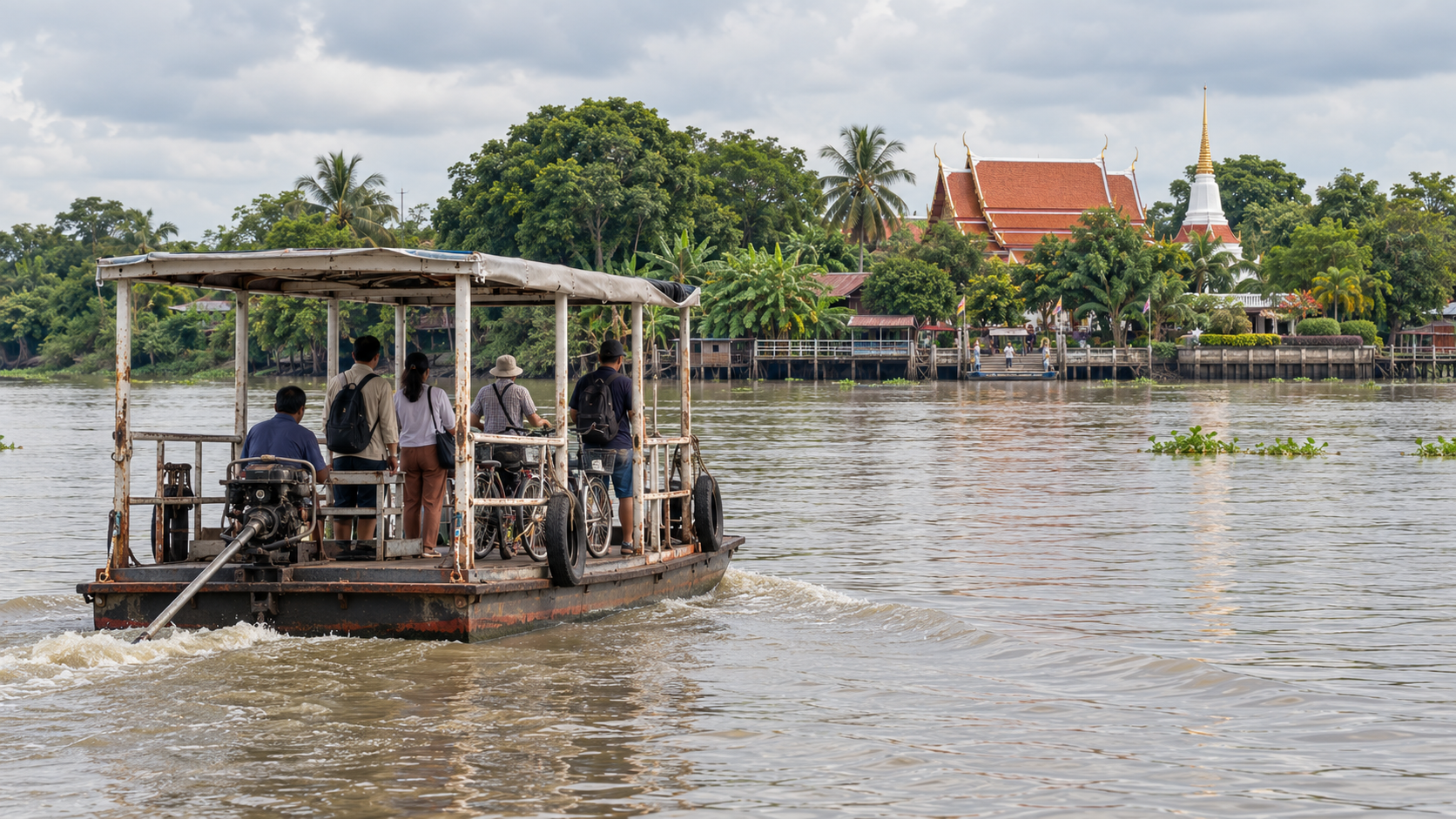 Local boat approaching Koh Kret on the Chao Phraya