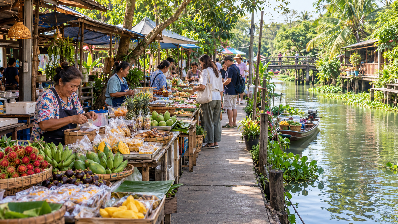 Local market stop in Bang Krachao