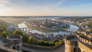 Citadelle de Namur dominant la Meuse, la Sambre et la ville.