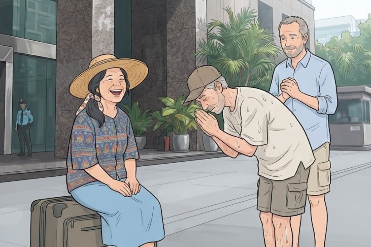 A Portrait of Chu, the Woman Who Holds His Arm on the Stairs