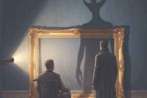 Victor et Oscar devant le cadre vide, illustration du carnet d'Oscar